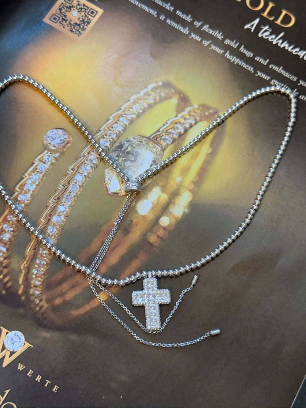 APM Monaco Silver Crystal Necklace